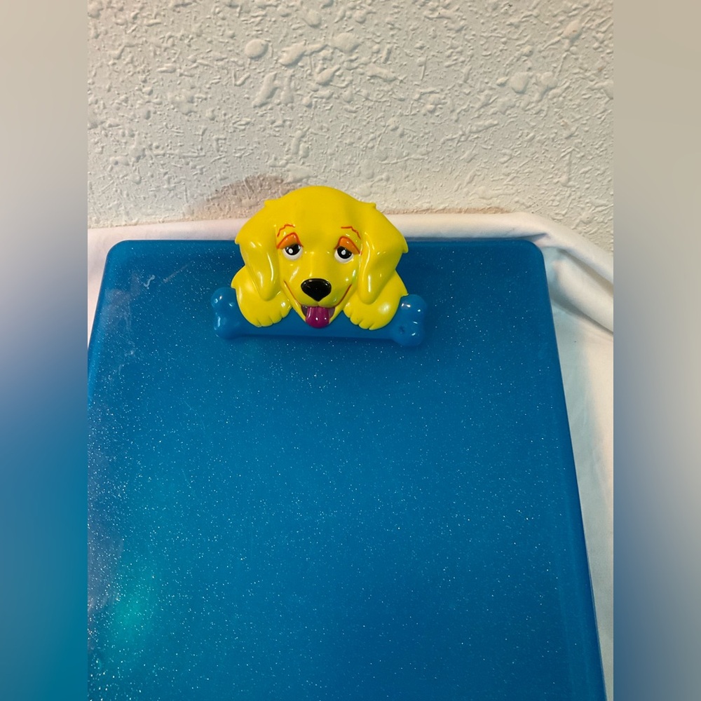Lisa Frank Blue Folder with Yellow Puppy Design